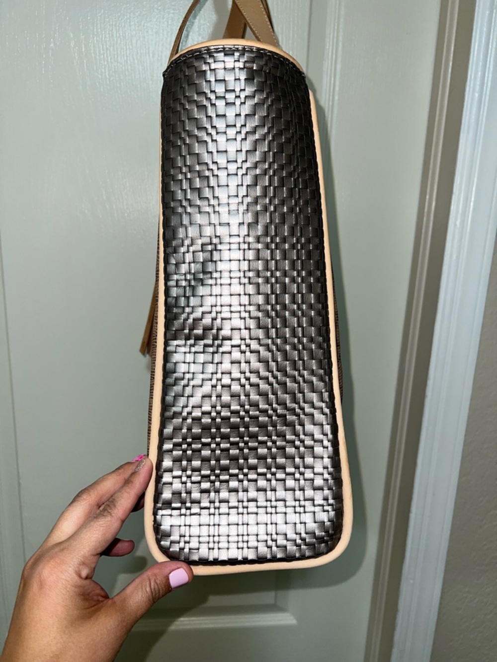 Consuela Iridescent Leopard-Print Tote in Tan and Brown - Picture 8 of 16